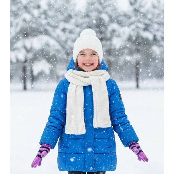 Cat & Jack 2-pack Girls Winter Kids Gloves Tech-Touch Outdoor Snow Mittens - Picture 10 of 14